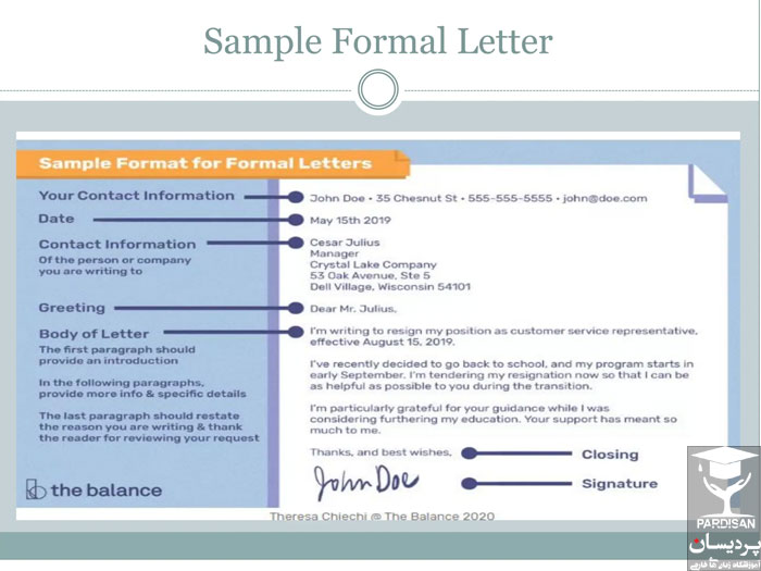 اصول نامه نگاری به انگلیسی